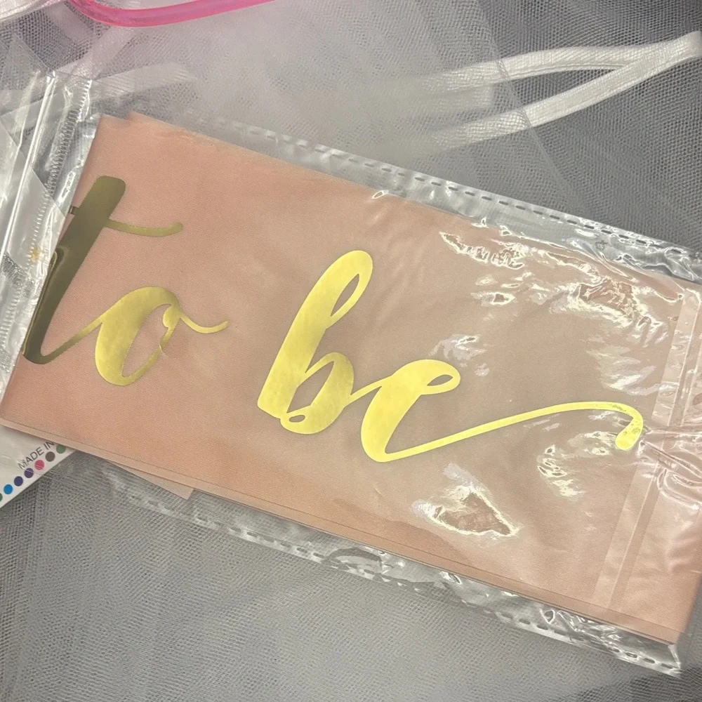 Bride to Be Party Supplies Set with Pink and Gold Accents